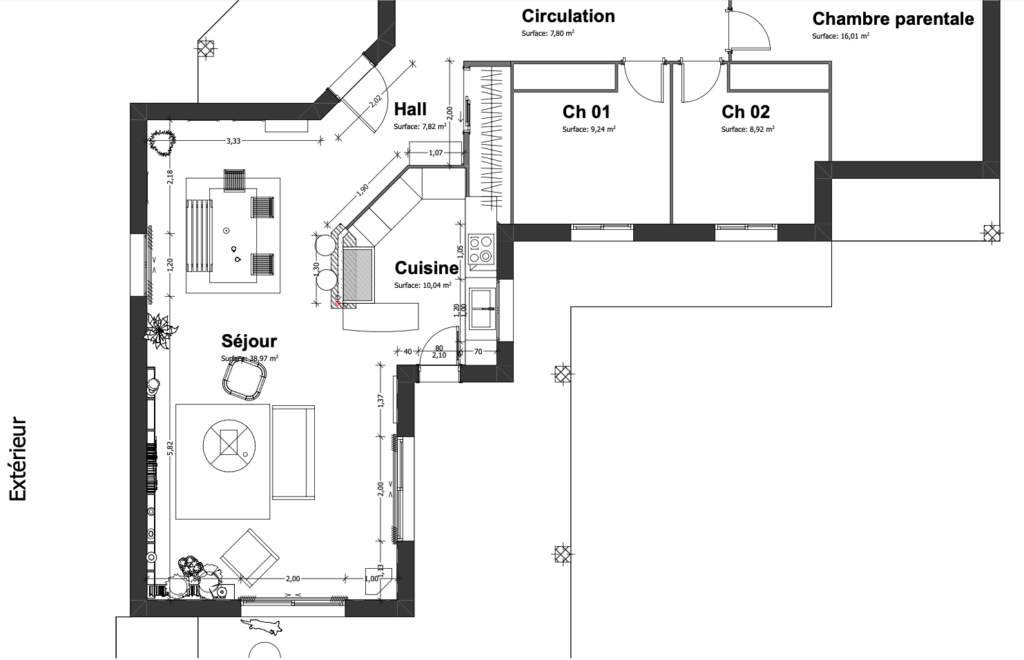 aménagement intérieur séjour - plan aménagement - designer intérieur